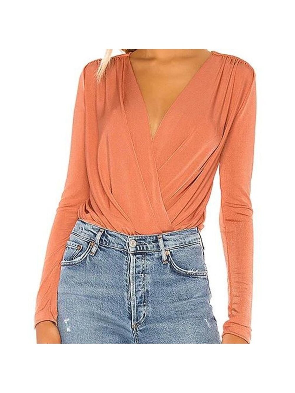 Free People bodysuit with long sleeves and wrap...